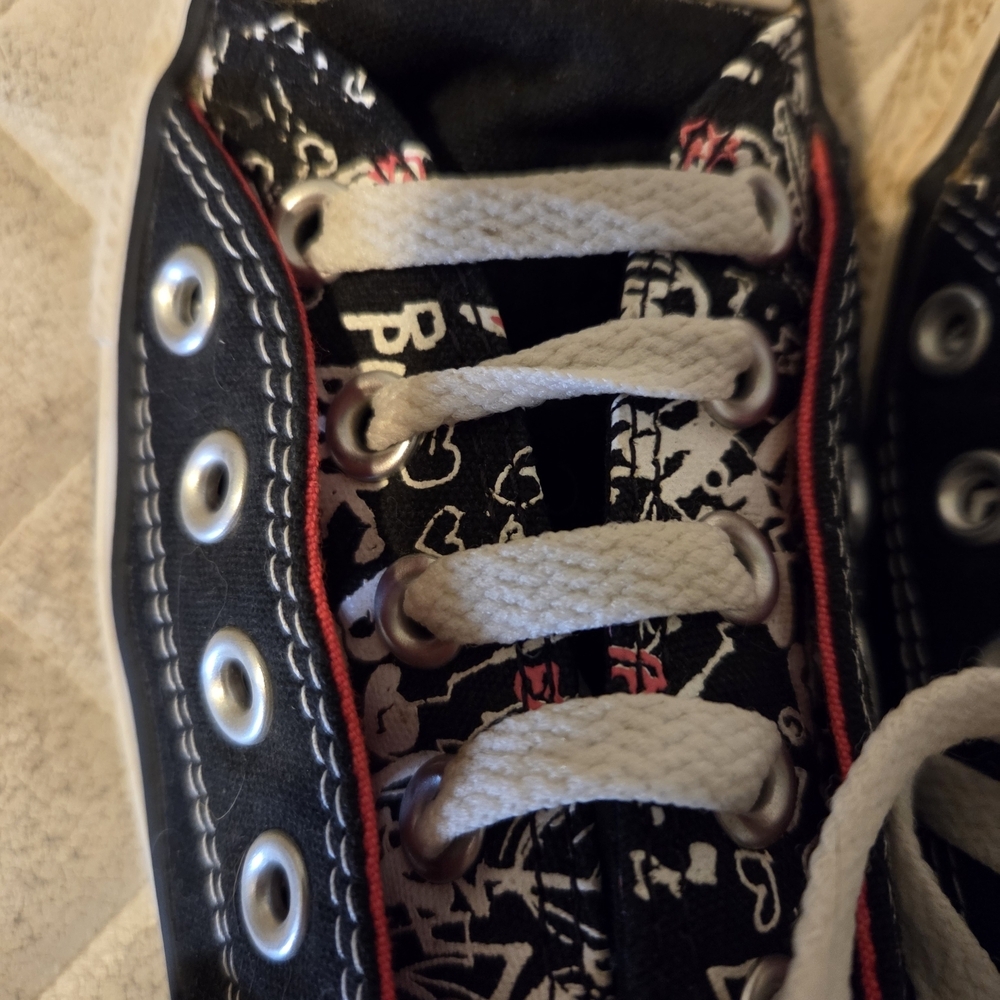 Converse Chuck Taylor Low TopCanvas Sneakers with Pink Punk Rock Girl Pattern - Picture 5 of 14
